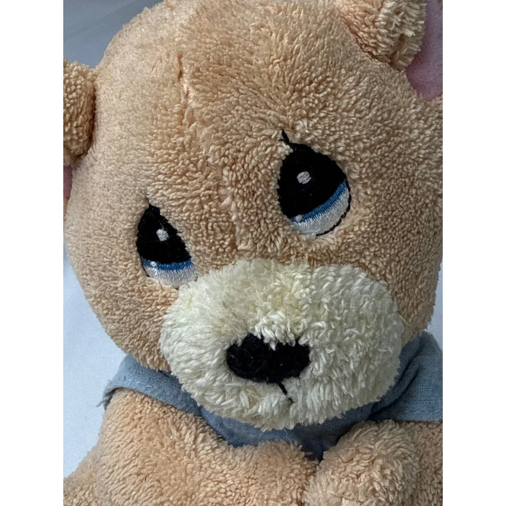 Precious Moments Luv n care Plush Teddy Bear Tan Blue Shirt 2002 Vintage Toy